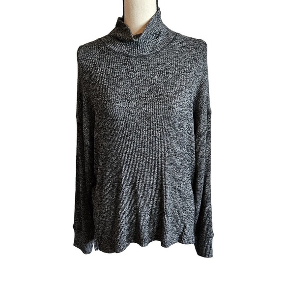 J. Crew Fine Rib Turtleneck Sweater Charcoal Gray |Slouchy Cozy Soft Knit Medium - Picture 1 of 6